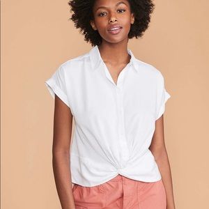 Lou & Grey for Loft Fluid Twill Twist Front Shirt